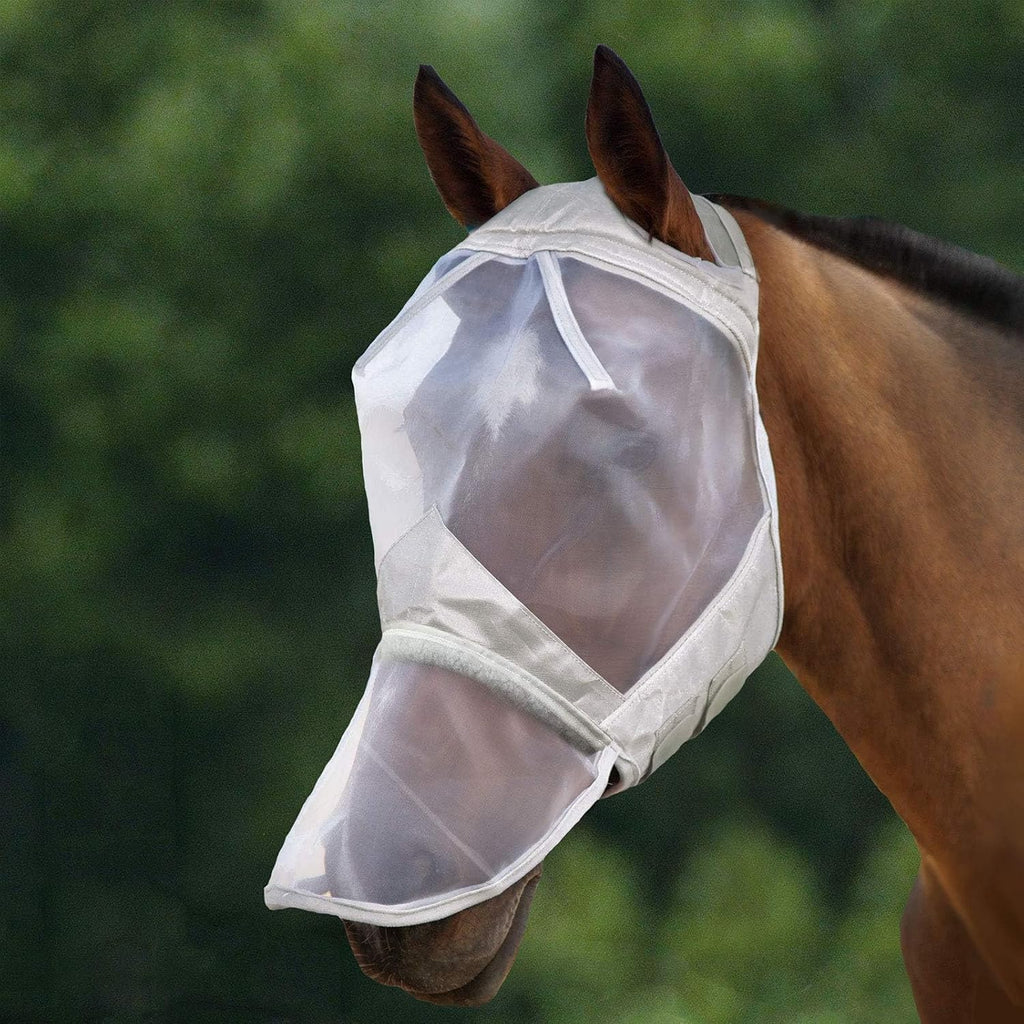 CareMaster Horse Fly Mask Large Eye Space Full Face No Ears Moonlight Silver Large Full Size