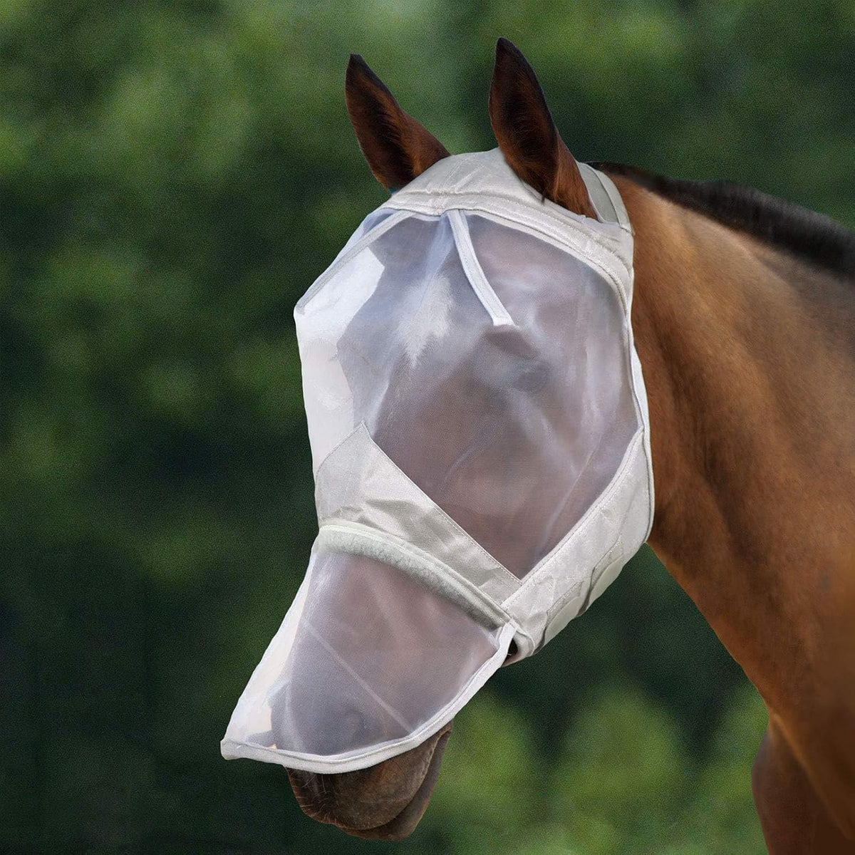 CareMaster Horse Fly Mask Large Eye Space Full Face No Ears Moonlight Silver Large Full Size