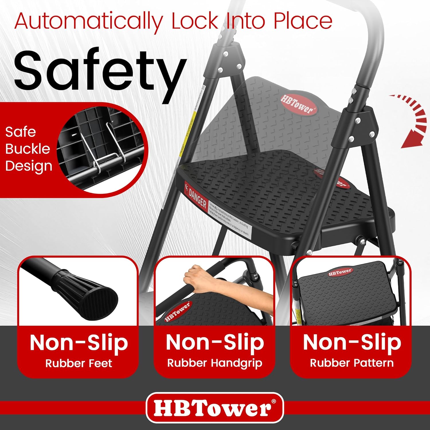 4 Step Ladder, Step Stool Foldable with Wide Anti-Slip Pedal, Sturdy Steel Ladders for Home Adults Kitchen