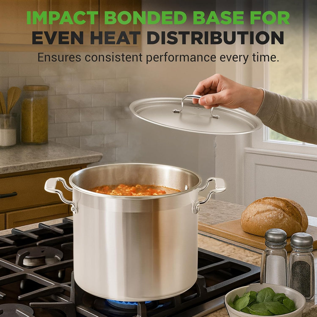 16-Quart Stainless Steel Stockpot - 18/8 Food Grade Heavy Duty Large Stock Pot for Stew, Simmering, Soup, Includes
