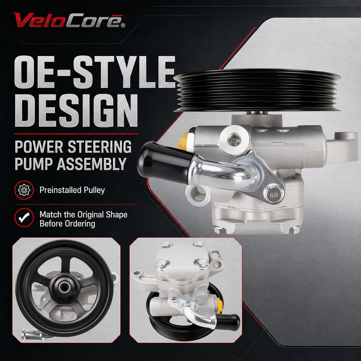 20-2403 Power Steering Pump With Pulley Compatible With GM 3.6L