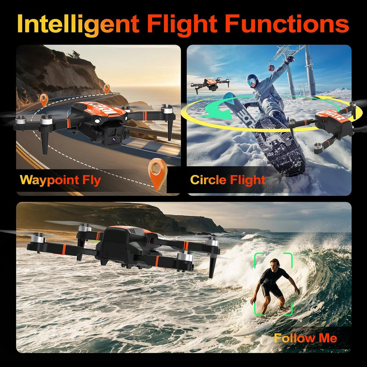 GPS Drone with Camera for Adults Professional, Auto Return Follow Me FPV Video Drones with Brushless Motor, Circle