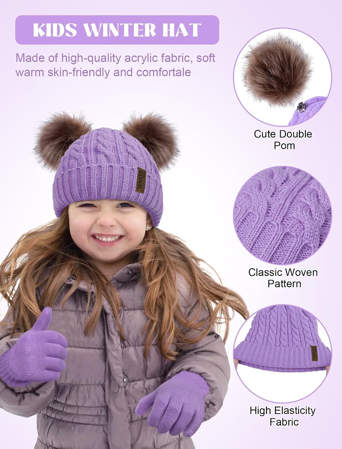 Kids Winter Hat Gloves Scarf Set, Beanie for Girls Boys | Toddler Beanies with Pom, Warm Fleece Lined, Soft Thick