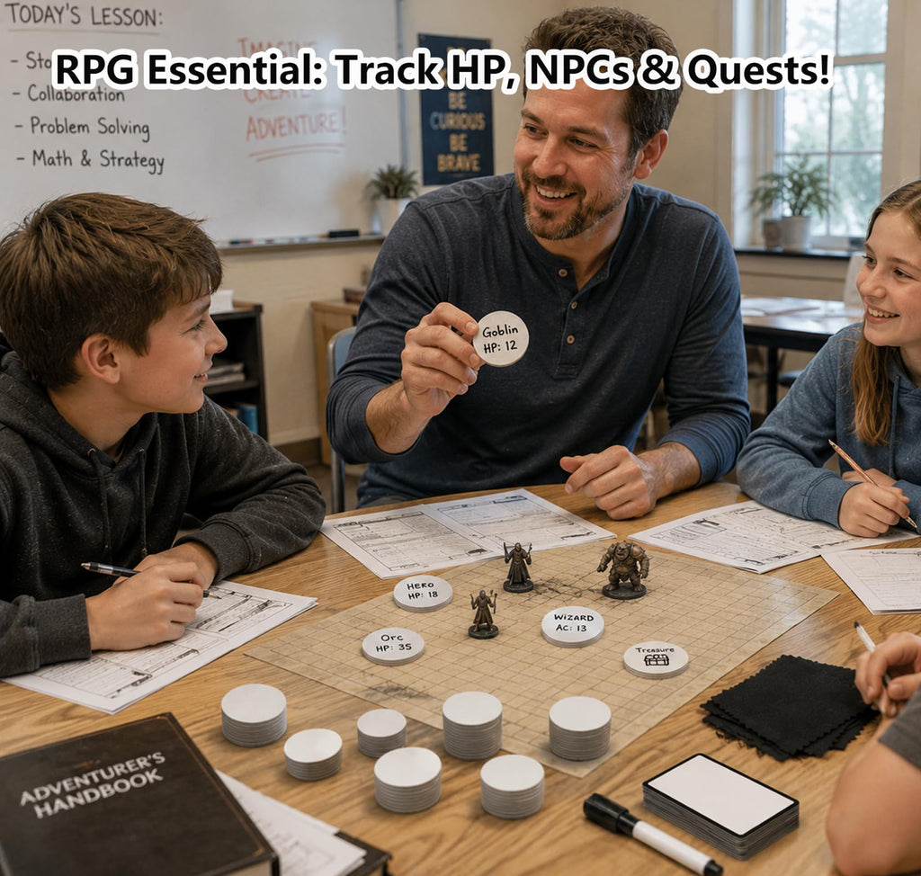Dry Erase Tokens, 100 PCS RPG Circle Tokens and TCG Proxy Cards Set