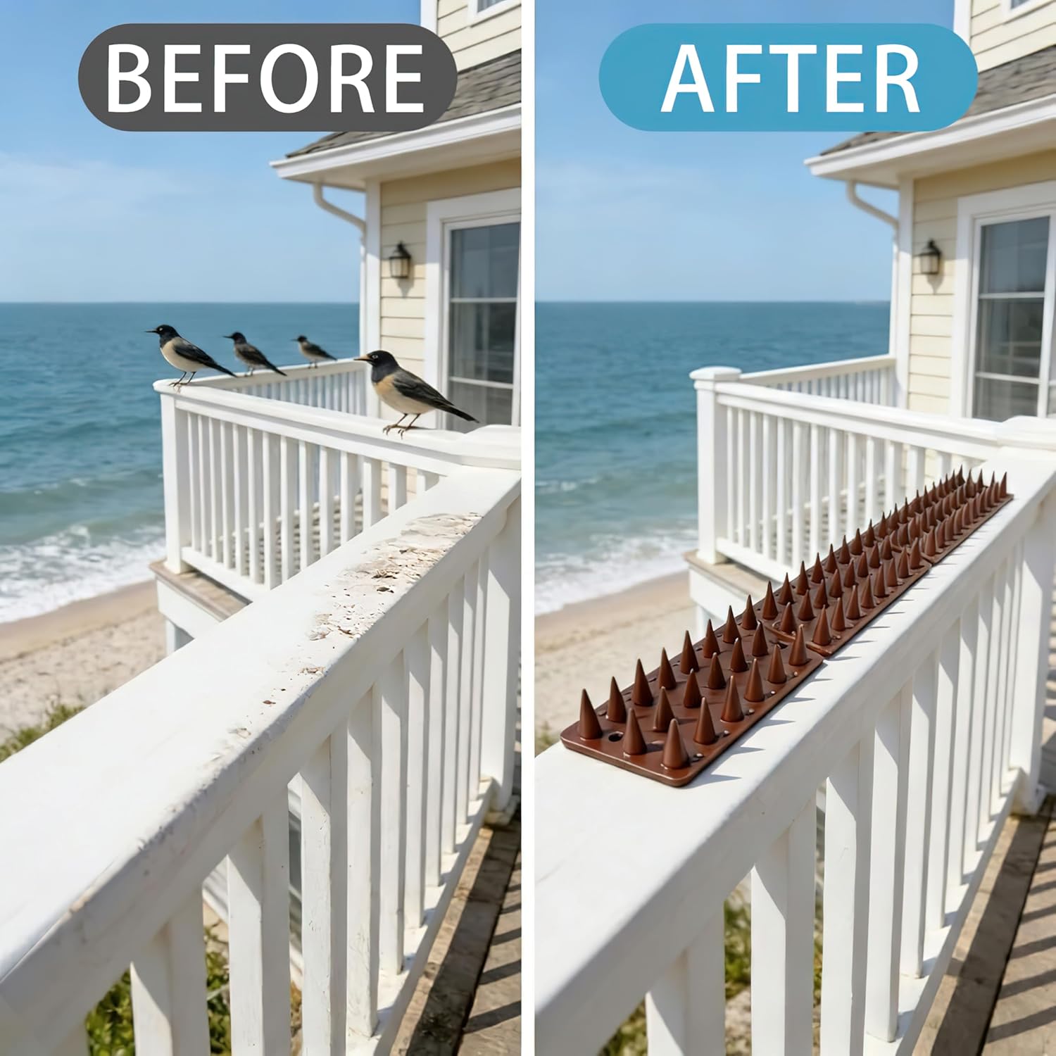 Bird Spikes,Clear 12 Pack,Bird Spikes for Outside to Keep Cats, Raccoons, Squirrels, Pigeons Away, Cat Spikes for