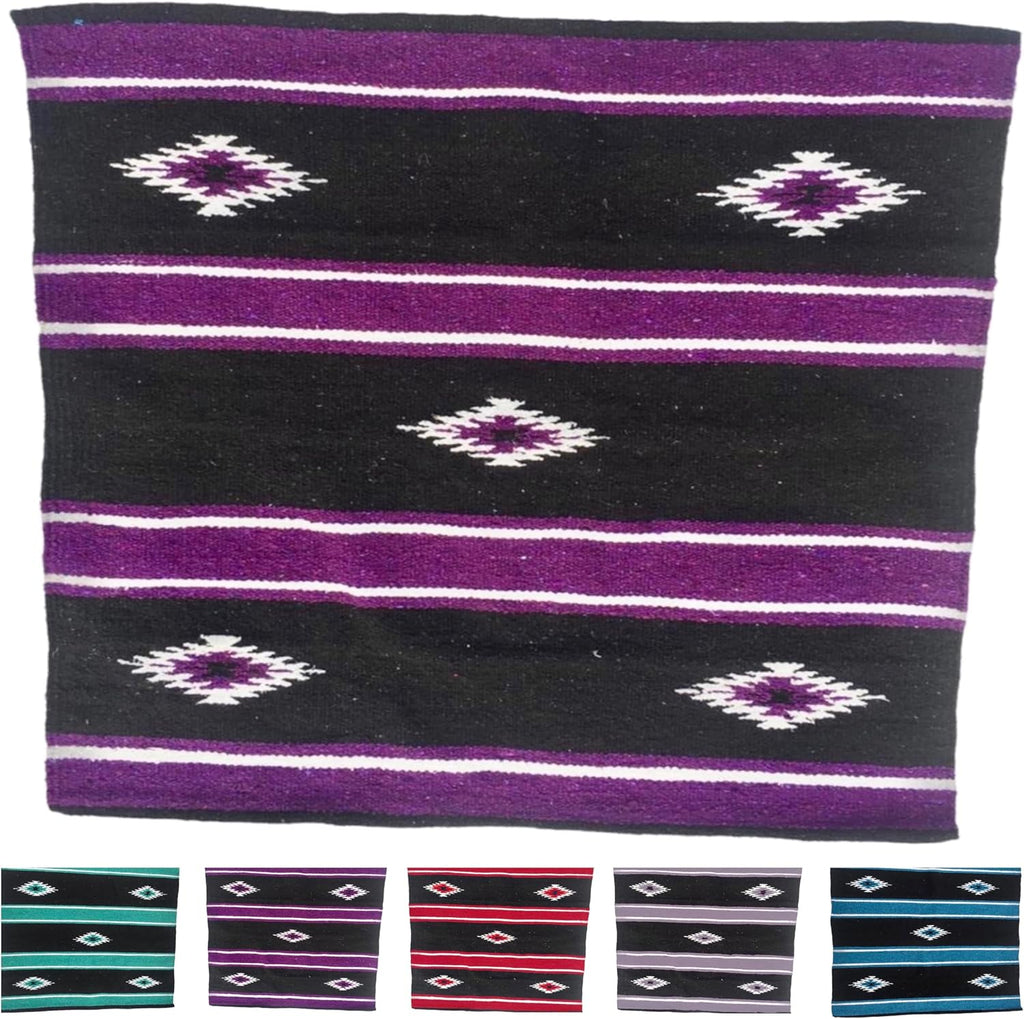 36"x 34" Navajo Design Acrylic Saddle Blanket -2.4 lbs (Purple and Black)