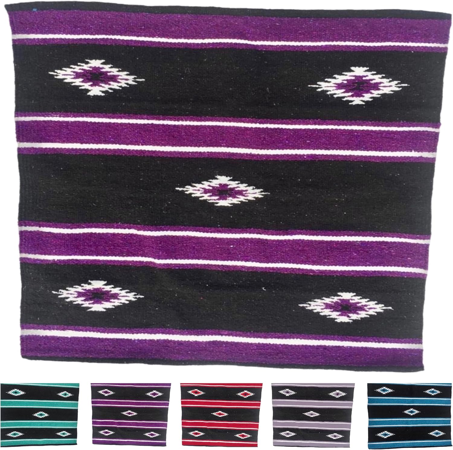 36"x 34" Navajo Design Acrylic Saddle Blanket -2.4 lbs (Purple and Black)