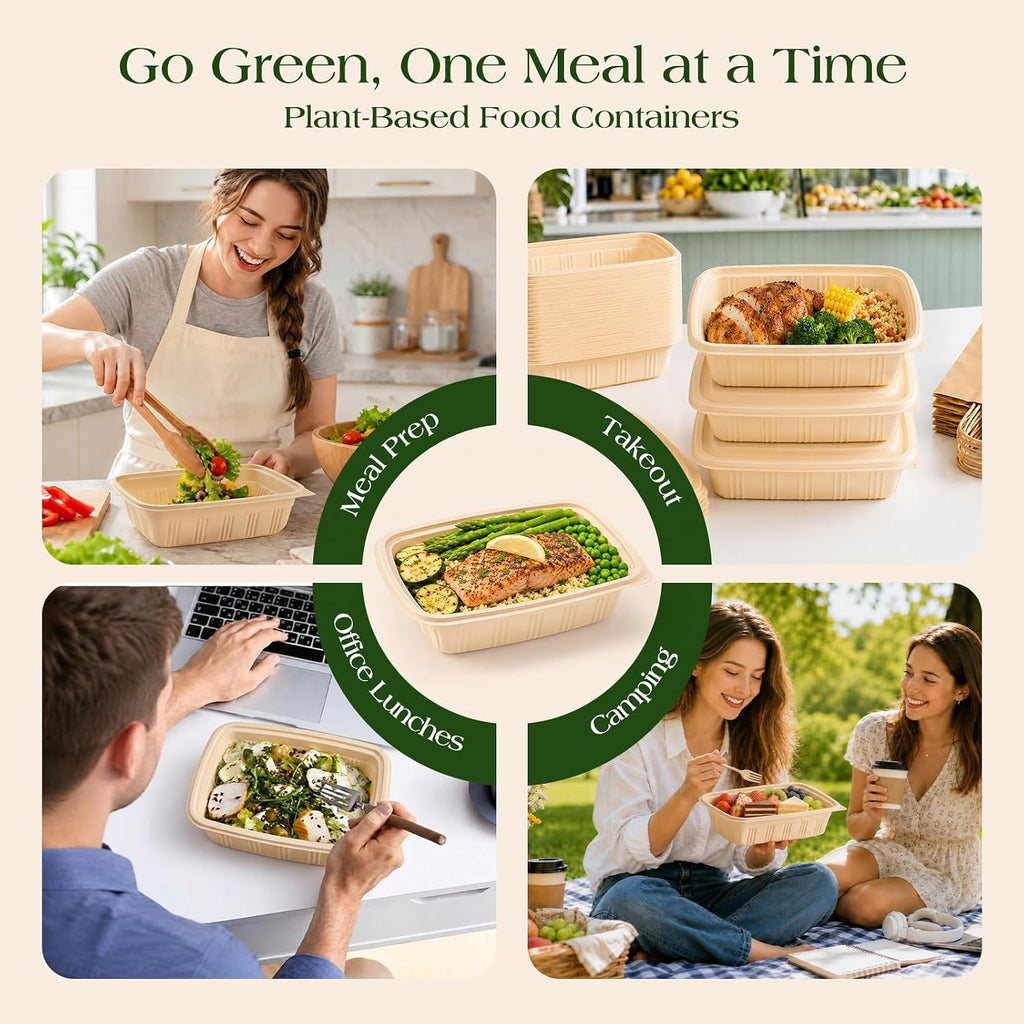 Glotoch 50 Pack (100-Piece) 32oz Meal Prep Containers with Lids Resuable