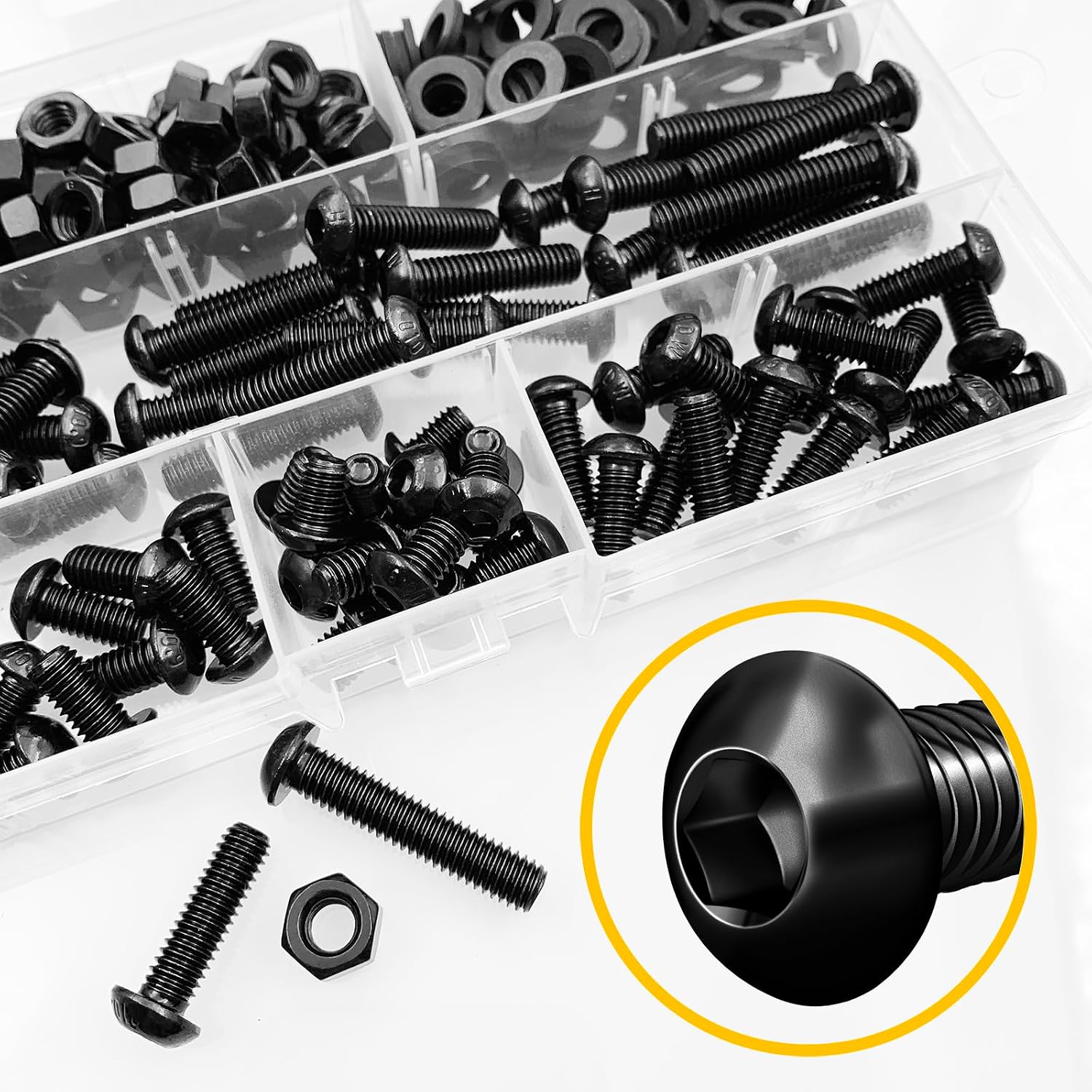 240 Pieces M6 Screw Nuts and Bolts Assortment Kit, 10.9 Grade Alloy Steel, Nuts and Bolts Button Head Socket Cap