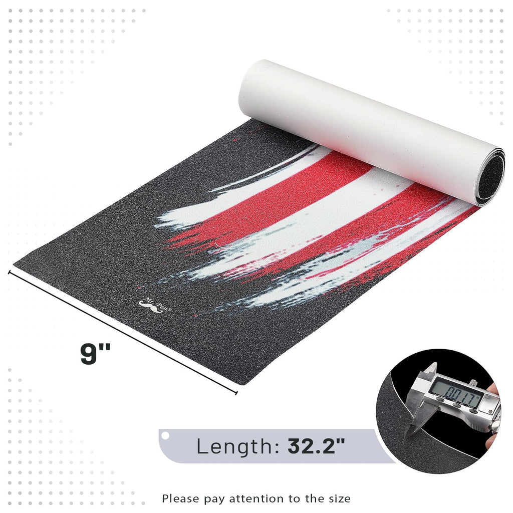 Skateboard Grip Tape, 9"x32.2", Tear-Proof | Waterproof Scooter Grip Tape, Longboard Griptape, Sandpaper for Roller