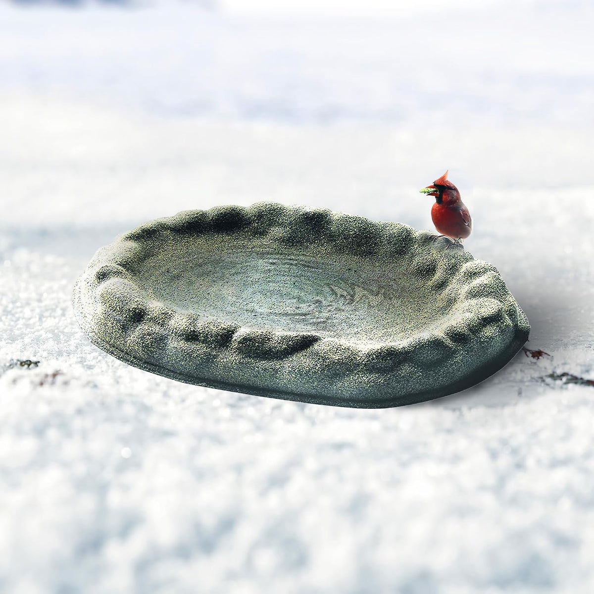 Heated Bird Bath, Four Seasons Outdoor Decor Shallow Bath Tray for Birds - Backyard & Garden Birdbath with Sand