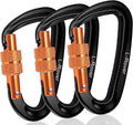 3 Heavy Duty Carabiner Clips 12kN (2697 lbs)-Lightweight Locking Carabiners for Securing Pets，Camping, Hiking