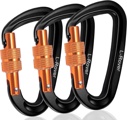 3 Heavy Duty Carabiner Clips 12kN (2697 lbs)-Lightweight Locking Carabiners for Securing Pets，Camping, Hiking