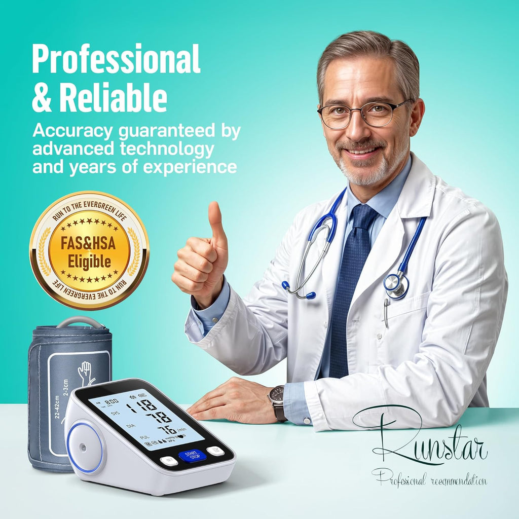 Upper Arm Blood Pressure Monitor with Wide Range Cuff (8.6'' -16.5'') for Home Use FSA&HSA Eligible, Automatic