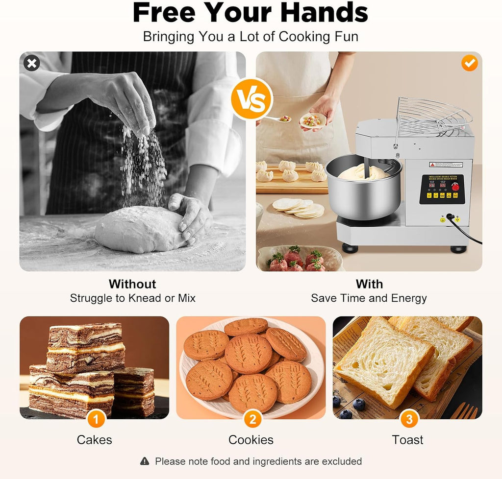 10L Dough Kneading Machine, 750W Commercial Bread Dough Mixer, 110V