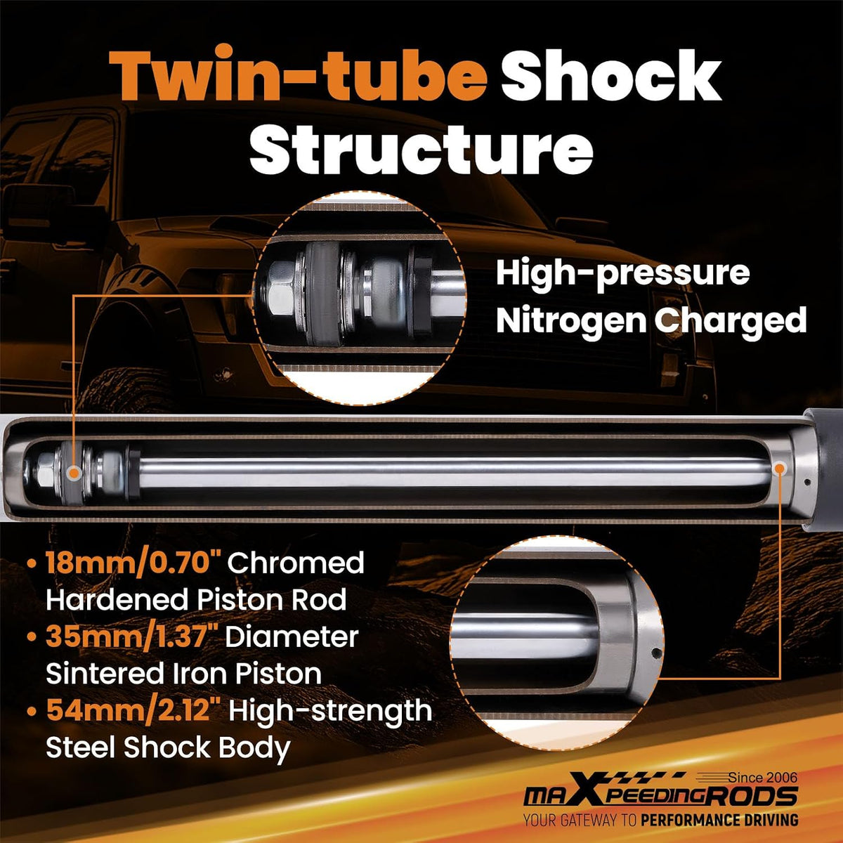 maXpeedingrods 1.5-3" Front Shocks for Dodge Ram 1500 2WD 2002-2008