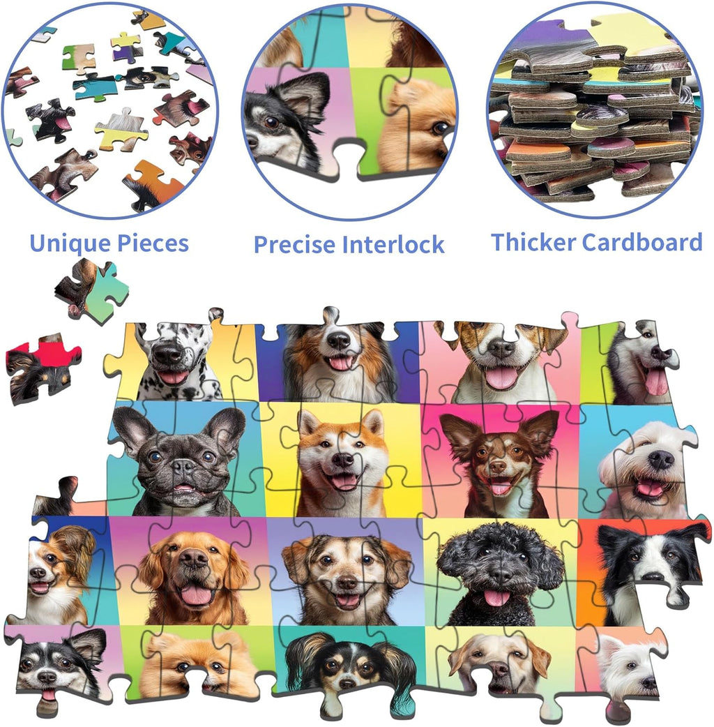Dog Puzzles for Kids Ages 6-8 8-10, 200 Pieces Jigsaw Puzzle for Kids and Adults, Multicolor Puppy Theme Puzzles for