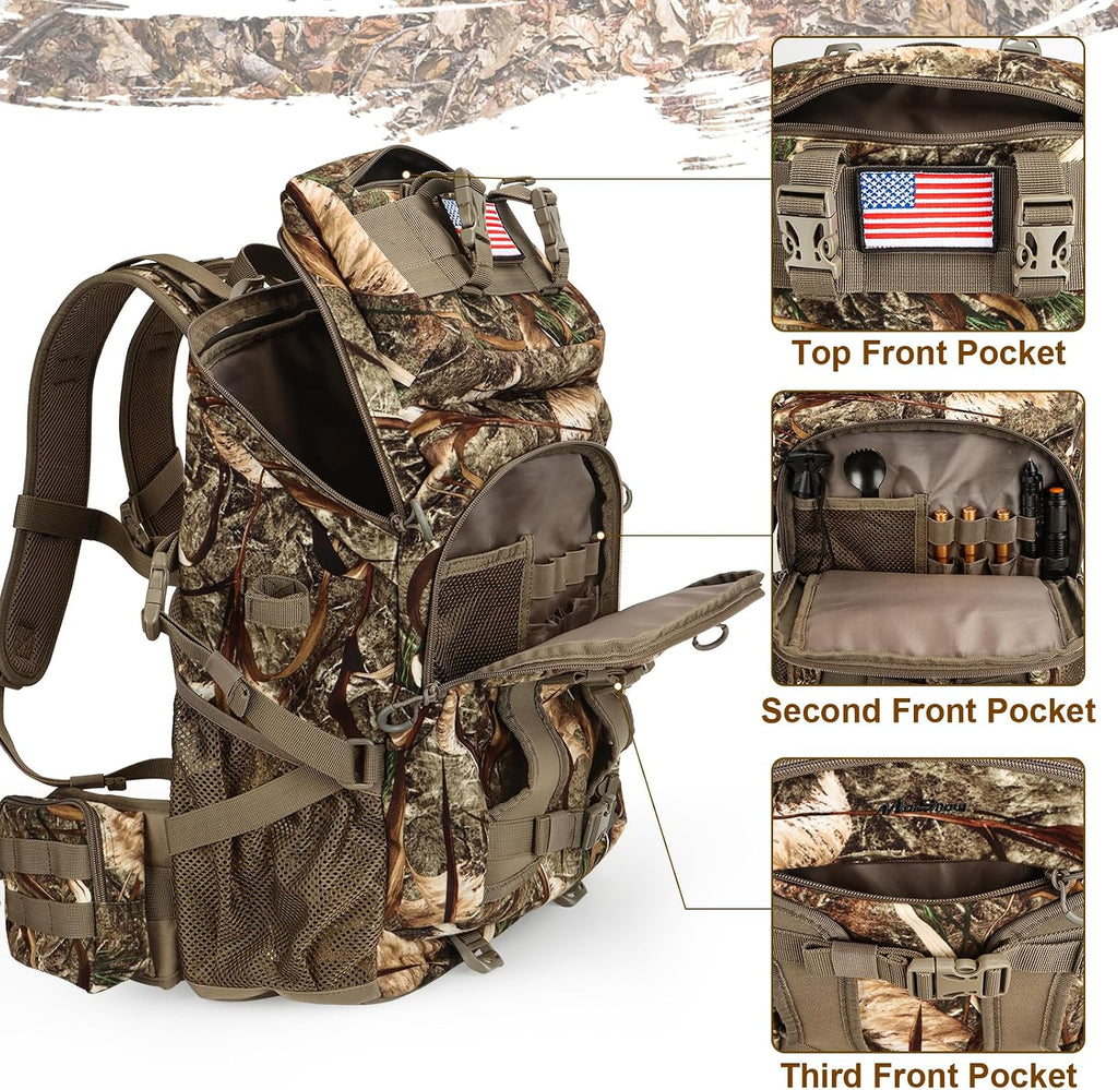 Hunting Backpack, Outdoor Hunting Pack with Rifle Holder, Hunting Backpacks for Men, Hunting Bag with Waterproof Rain