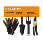4-Piece Tool Set, Pruning Shears, Trowel, Cultivator & L/XL Gloves