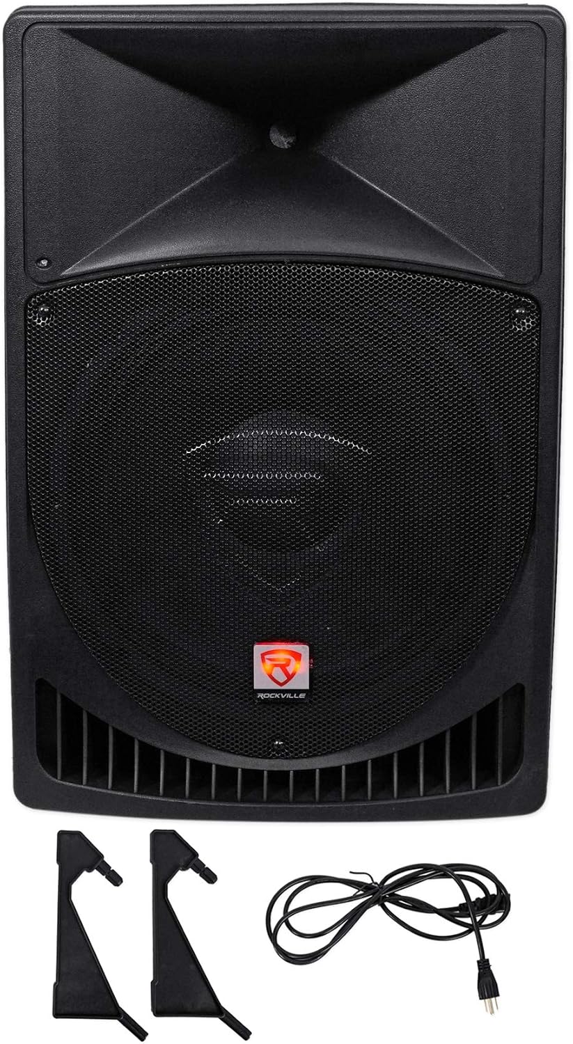 RPG15 1000W Peak/250W RMS Powered 15" 2-Way DJ PA Speaker, Class-AB Amp, XLR/RCA/1/4" Inputs, Flyable/Floor Monitor
