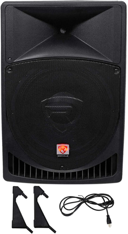 RPG15 1000W Peak/250W RMS Powered 15" 2-Way DJ PA Speaker, Class-AB Amp, XLR/RCA/1/4" Inputs, Flyable/Floor Monitor