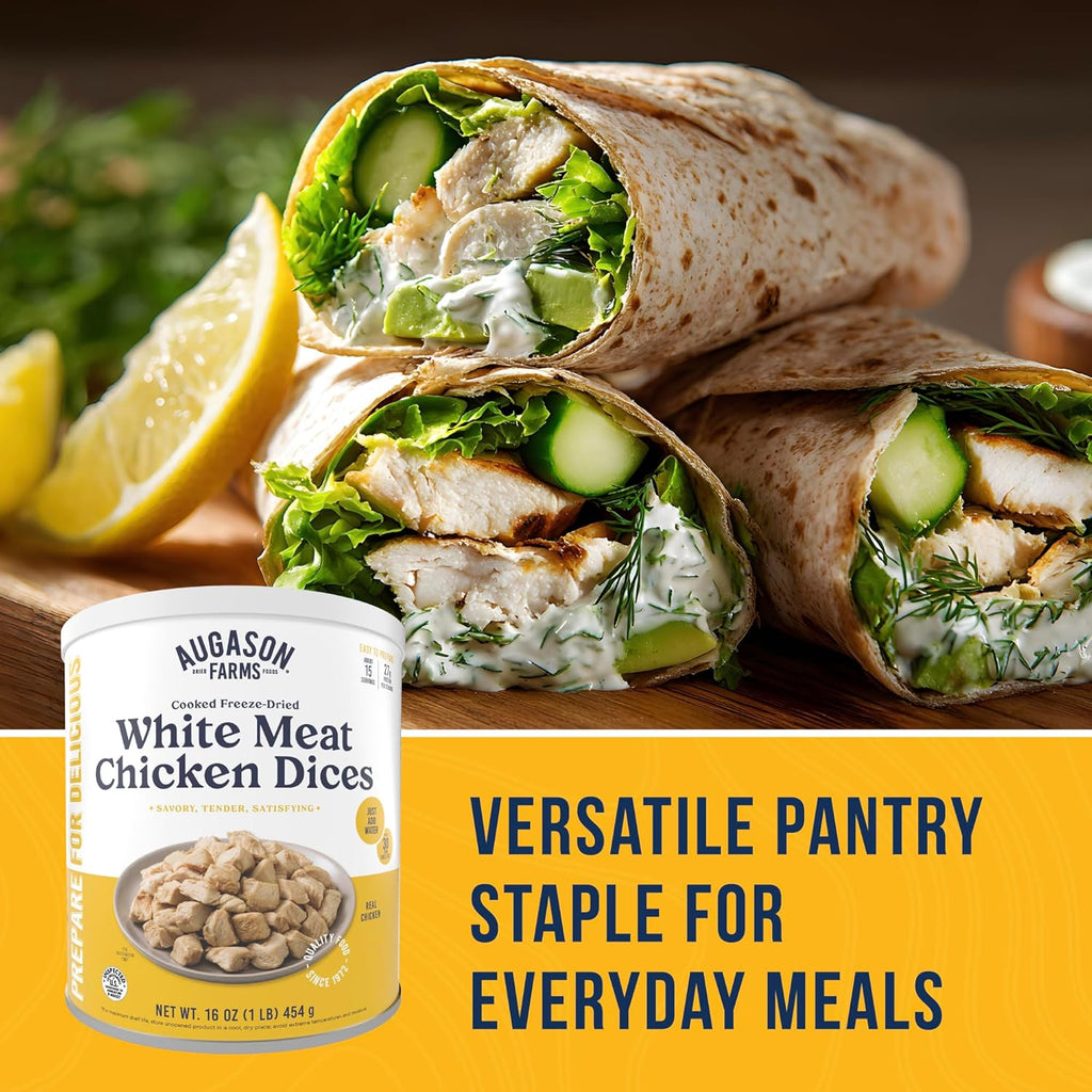 Cooked Freeze Dried White Meat Chicken Dices Can | Emergency Food Supply, Everyday Meals, 15 Servings