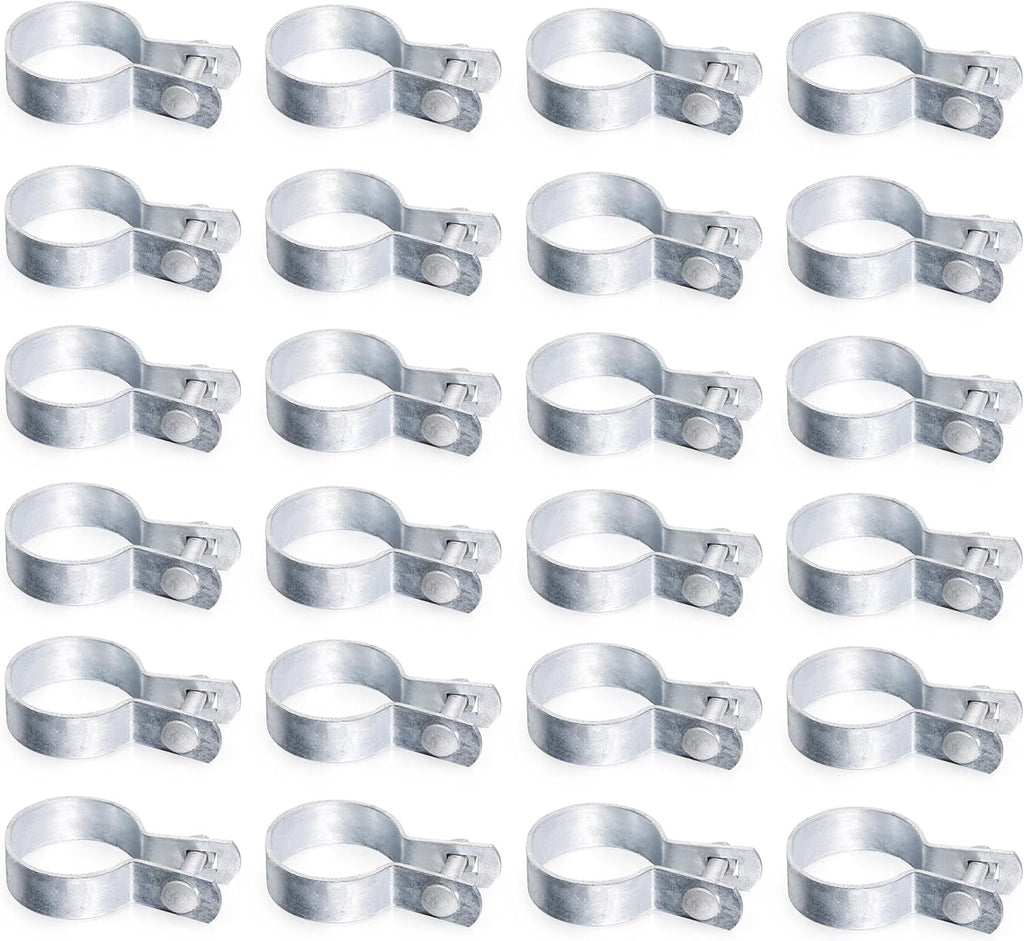 24 Pack 2-3/8'' Galvanized Steel Chain Link Tension Bands with Required Bolts and Nuts, Chain Link Fence Brace Band