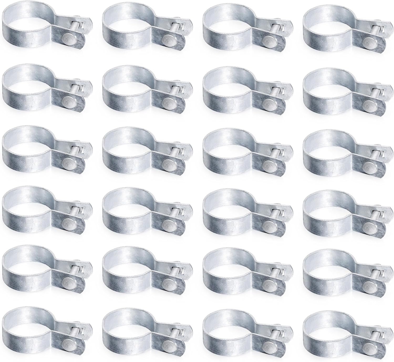 24 Pack 2-3/8'' Galvanized Steel Chain Link Tension Bands with Required Bolts and Nuts, Chain Link Fence Brace Band