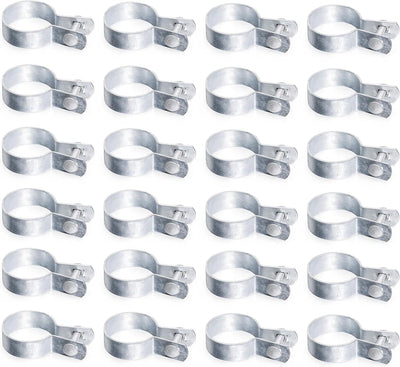 24 Pack 2-3/8'' Galvanized Steel Chain Link Tension Bands with Required Bolts and Nuts, Chain Link Fence Brace Band