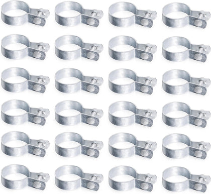 24 Pack 2-3/8'' Galvanized Steel Chain Link Tension Bands with Required Bolts and Nuts, Chain Link Fence Brace Band