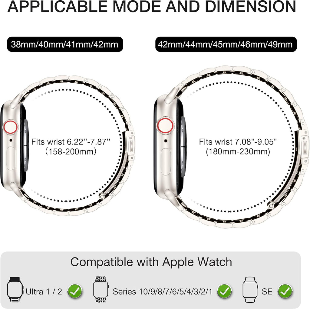 Metal Band Compatible with Apple Watch Bands for Men 42/44/45/46/49mm | Stainless Steel Strap Suitable for Business