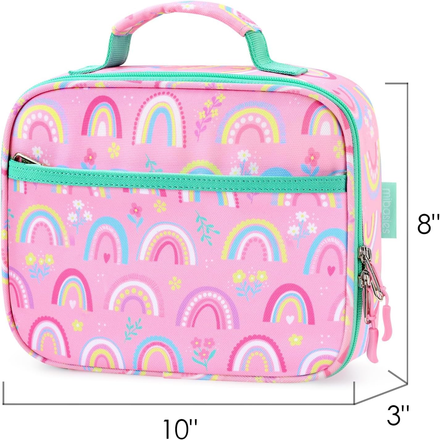 Kids Lunch Box for Girls, Insulated and Reusable Lunch Bag for School Preschool Kindergarten, Pink Rainbow