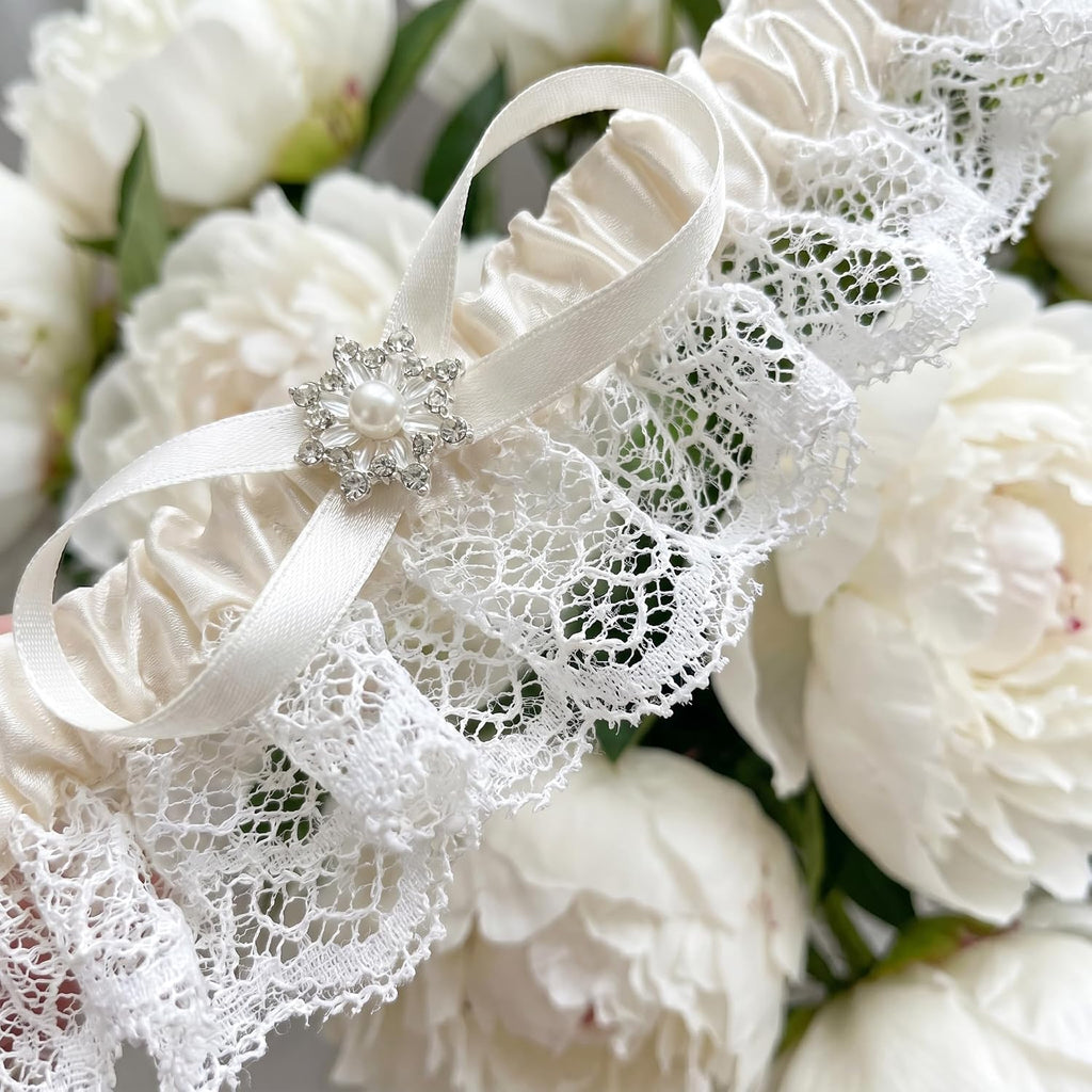 Lace Wedding Garter Set for Bride, Elastic Stretch Ribbons, Bridal Prom Leg Garters