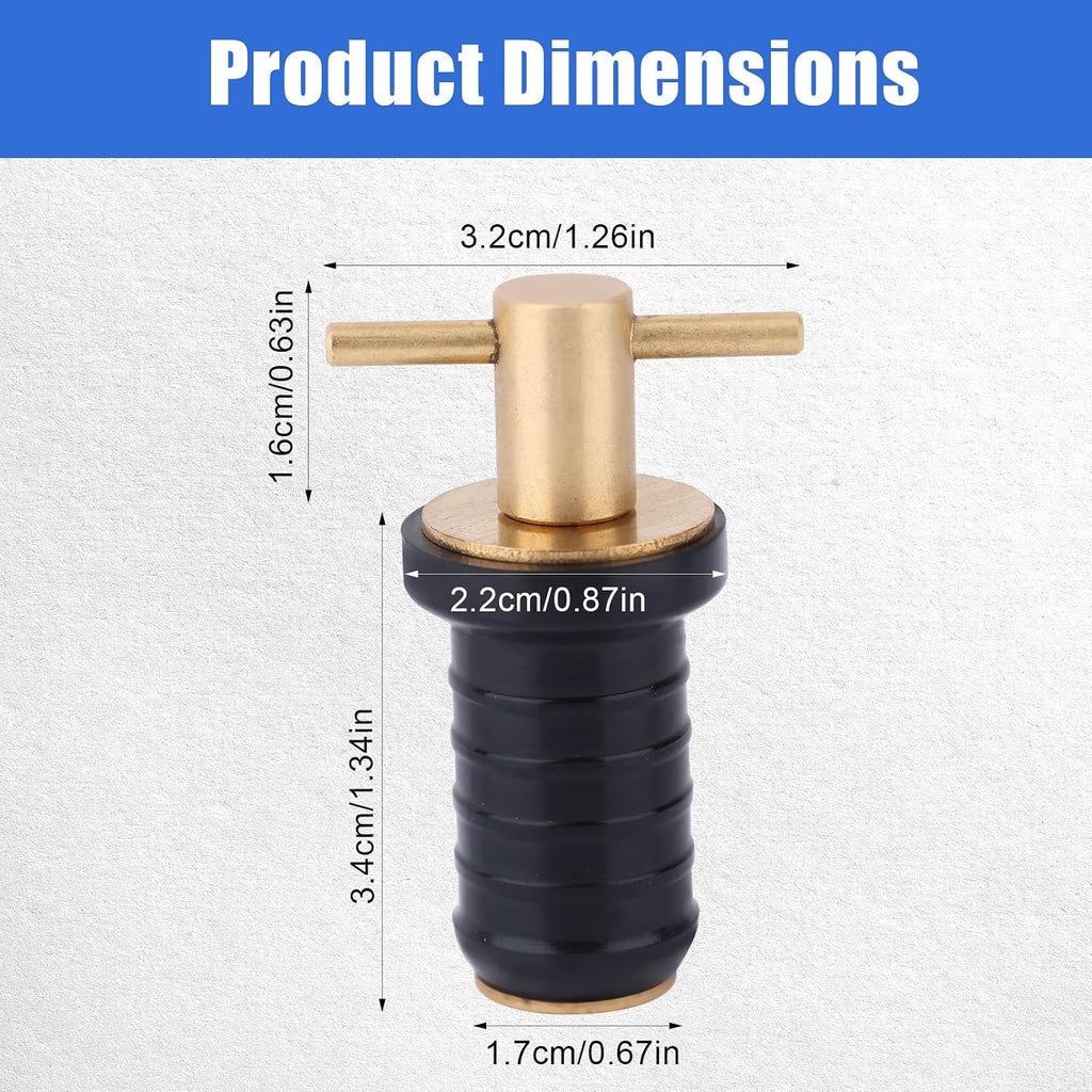 2pcs T-Handle Boat Plug Brass Marine Drain Plugs
