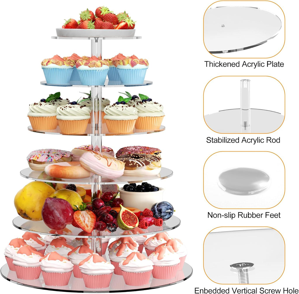 6 Tier Cupcake Stand Clear Acrylic Cupcake Tower for 60 Cupcakes