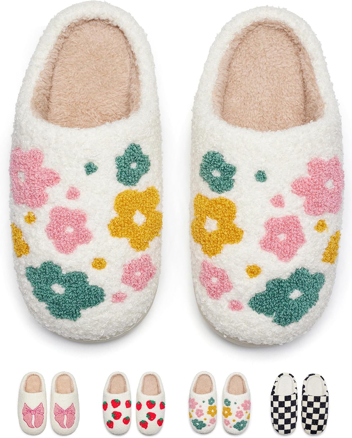 Cute House Slippers for Women Men Warm Cozy House Shoes Fuzzy Home Slippers with Memory Foam Indoor and Outdoor