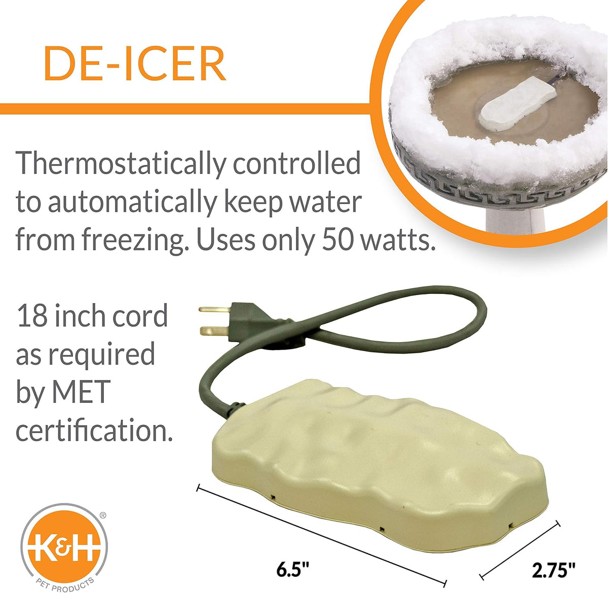 Ice Eliminator Original Birdbath Deicer Natural Original 50 Watts