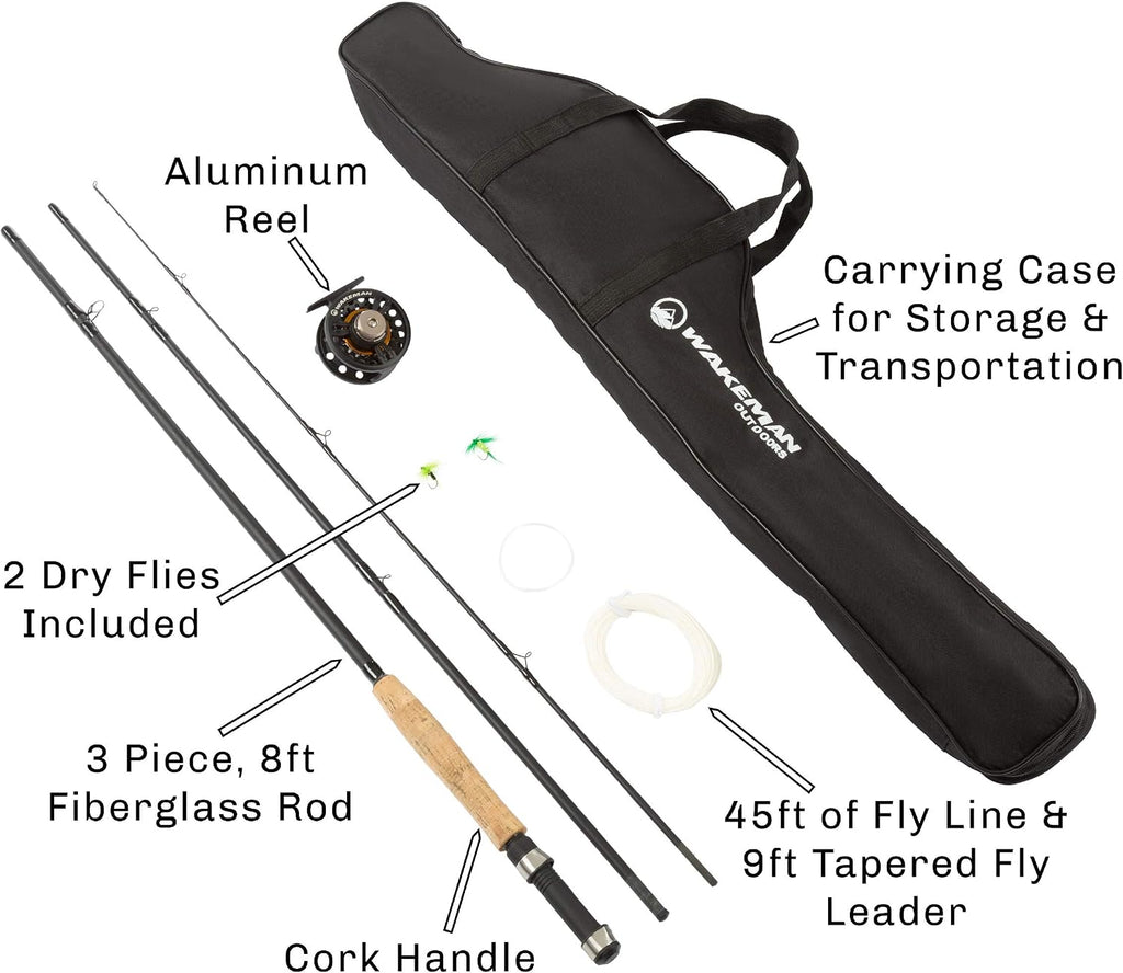 Outdoors Fly Fishing Rod & Reel Combo Starter Kit with Case and Accessories