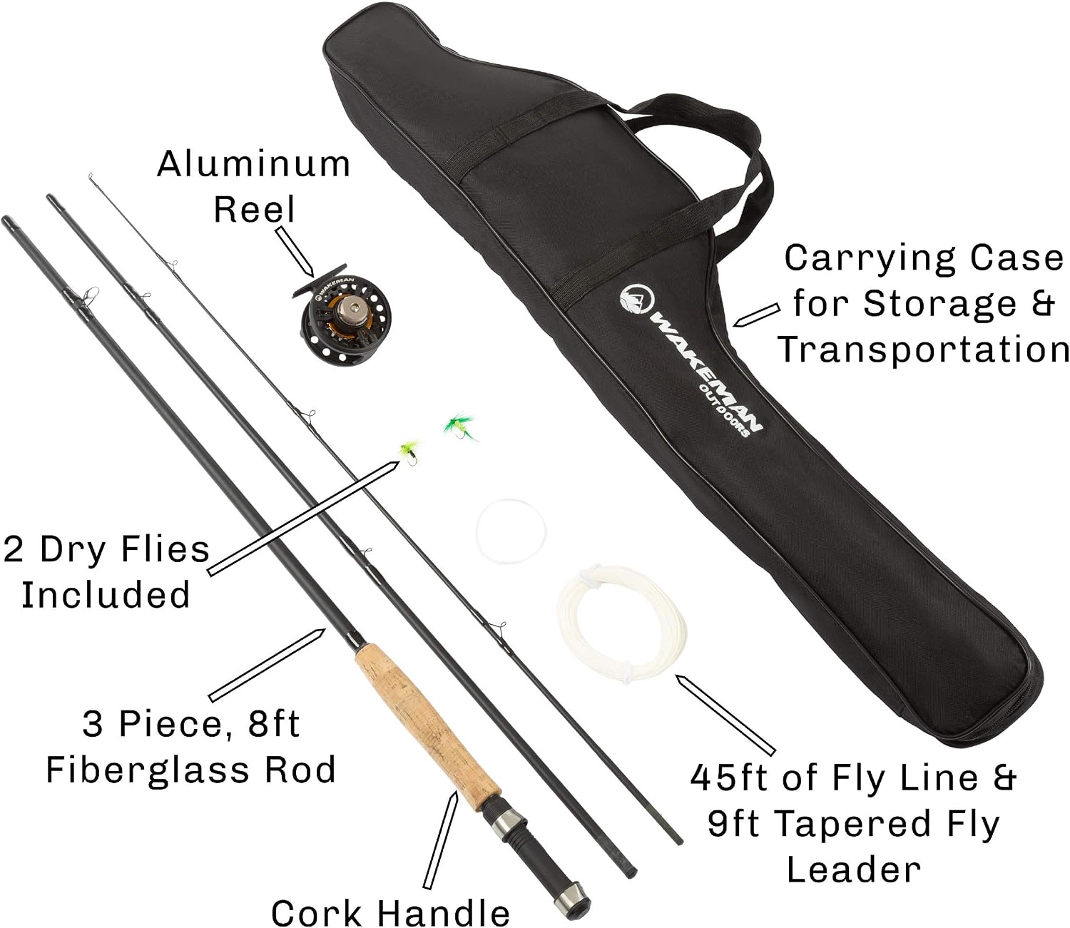 Outdoors Fly Fishing Rod & Reel Combo Starter Kit with Case and Accessories