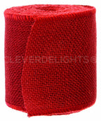 4" Red Burlap Ribbon - Wired Edges - 10 Yards
