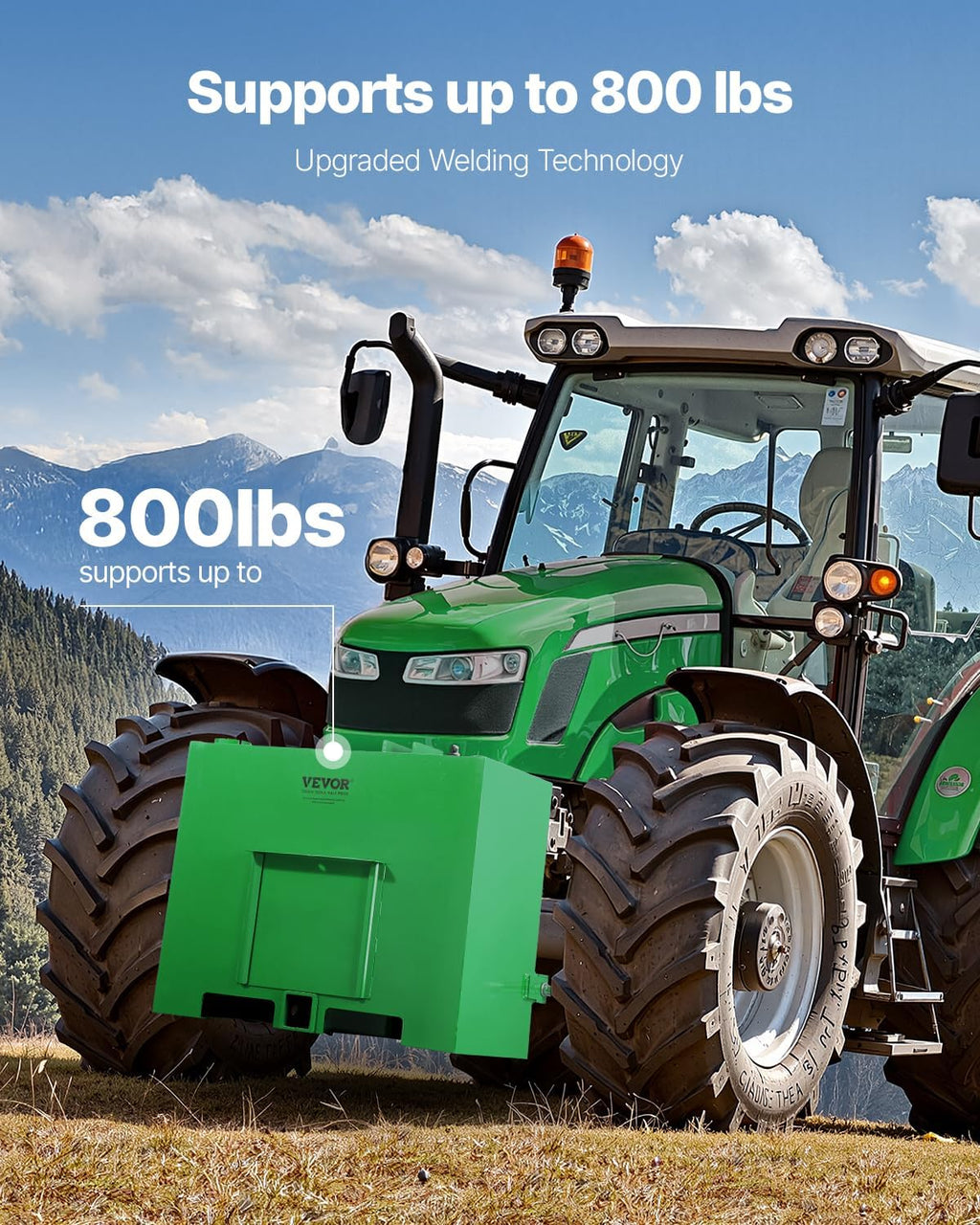 Ballast Box, 3-Point Category 1 Tractor Ballast of 800lbs Capacity, for 2 Inch Hitch Receiver, Heavy-Duty Steel 4.3