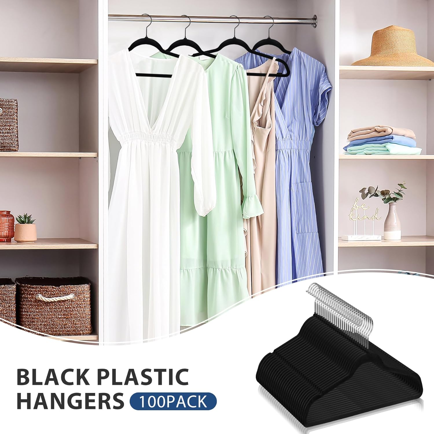 100 Velvet Hangers - Space Saving, Non-Slip with Rotating Hooks & Pants Bar | Ultra Slim Closet Organizer for Coats