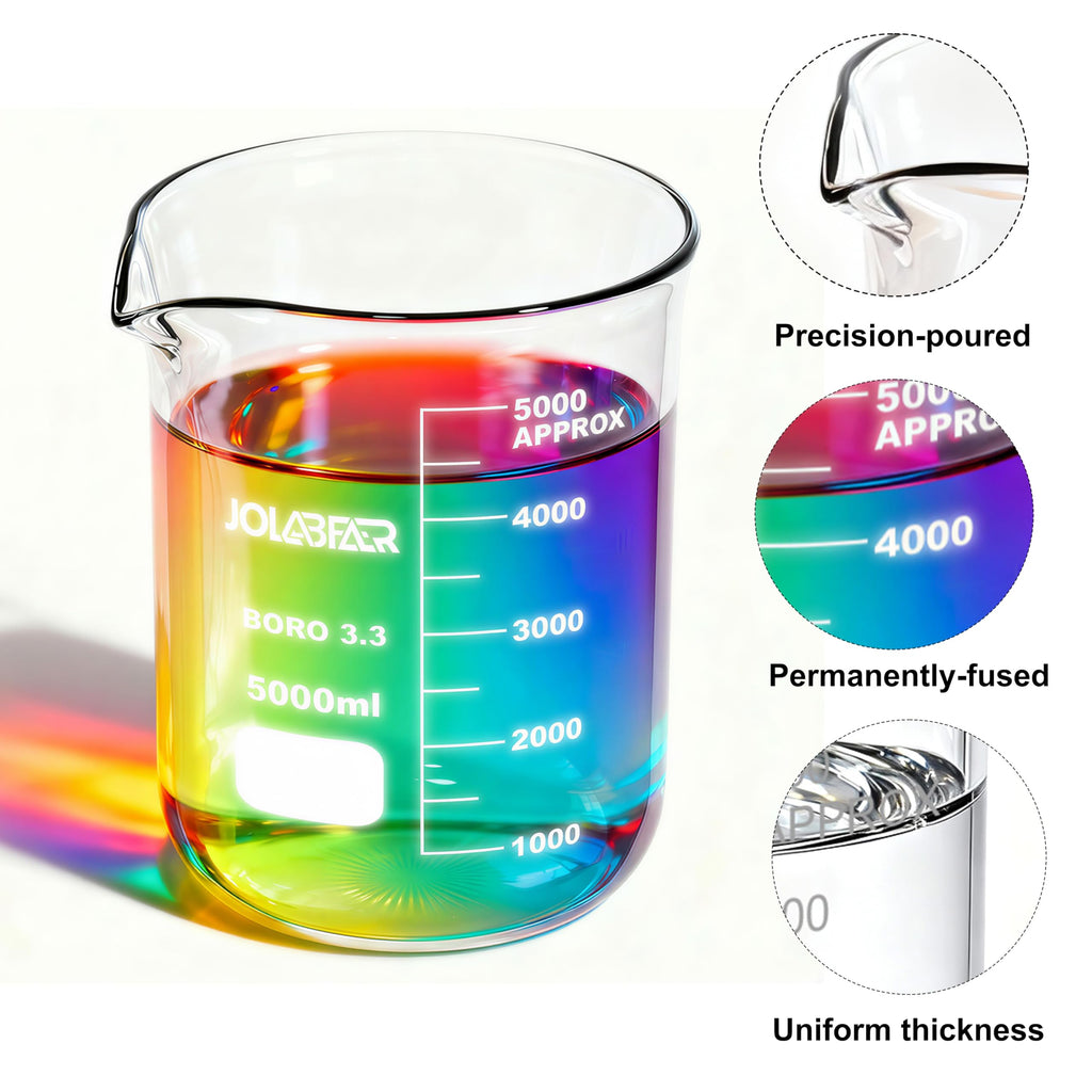5000ml Glass Beaker, 3.3 Borosilicate Laboratory Beaker