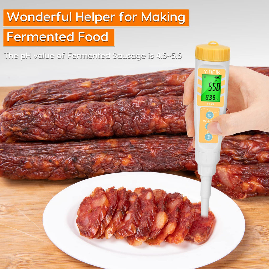YINMIK Digital pH Meter with Extra Replaceable pH Probe Food pH Checker
