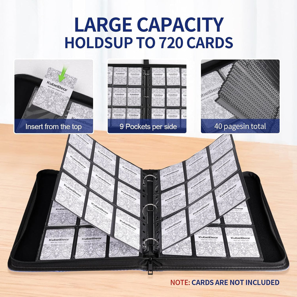 Card Binder – 720 Capacity, Zippered Trading Card Holder for MTG, Sports & Collectible Cards – Acid-Free, Durable &