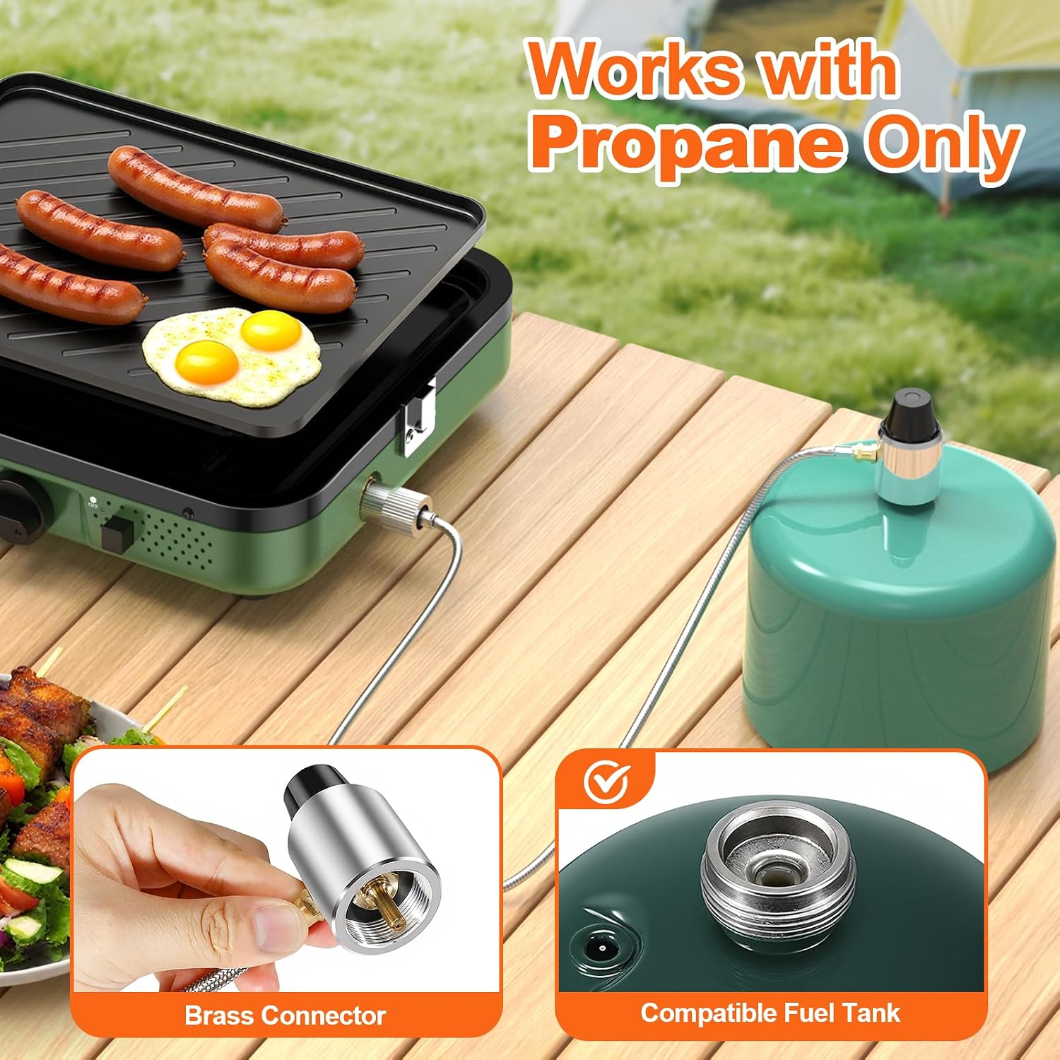 Propane 2-Burner Foldable Camping Stove with Carry Bag, Portable Propane Camp Stoves with Adjustable Burners & Piezo