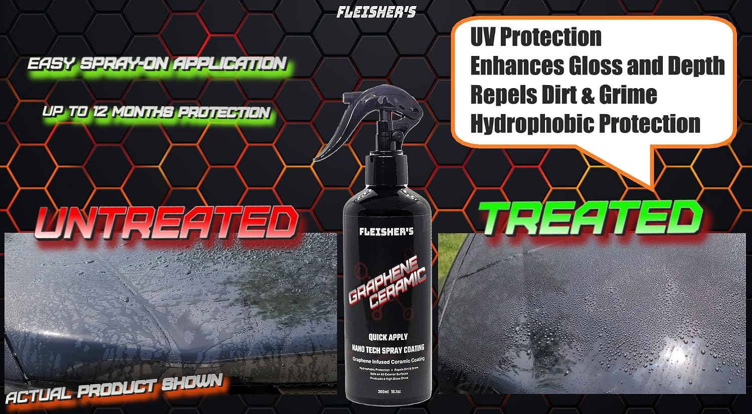 FLEISHERS Graphene Ceramic Spray Coating, Incredible Shine and Protection for Car Paint, Extreme Water Beading, Safe