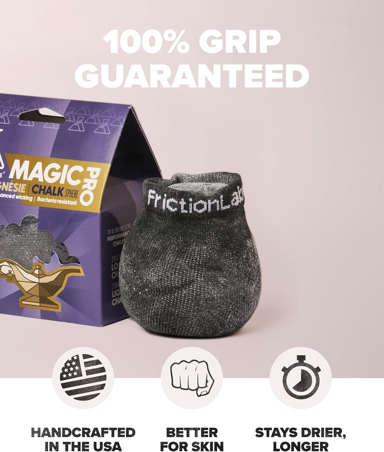 Magic Chalk Ball, Premium Gym Chalk Ball in Refillable Sock | Refillable Chalk Sock, Non-Toxic Gym Chalk for