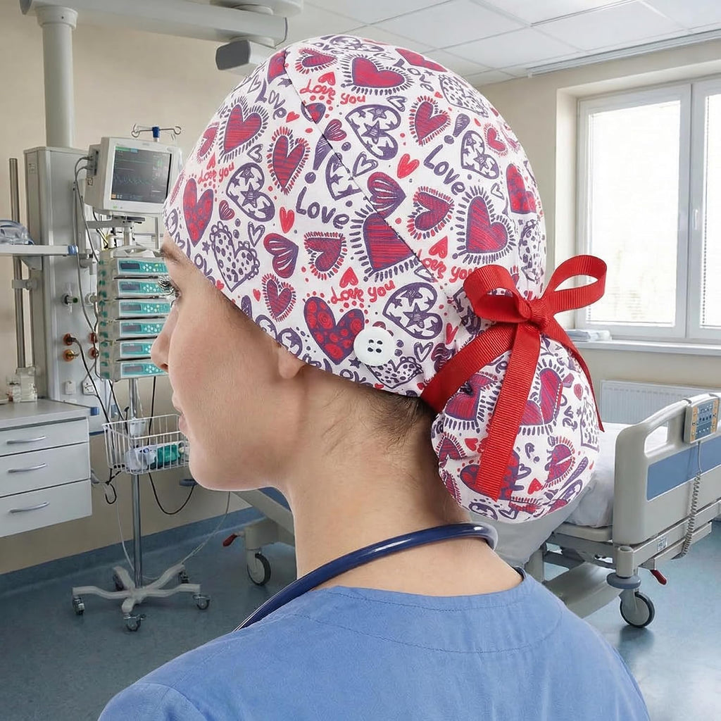Scrub Caps for Women Nursing Hats with Buttons Adjustable Scrub Hats for Dentist Hats with Sweatband Adjustable