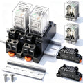 mxuteuk 2pcs JQX-13FL DC 12V Coil 8 Pin 10A DPDT LED Indicator Electromagnetic Power Relay, with Base, with DIN Rail Slotted Aluminum
